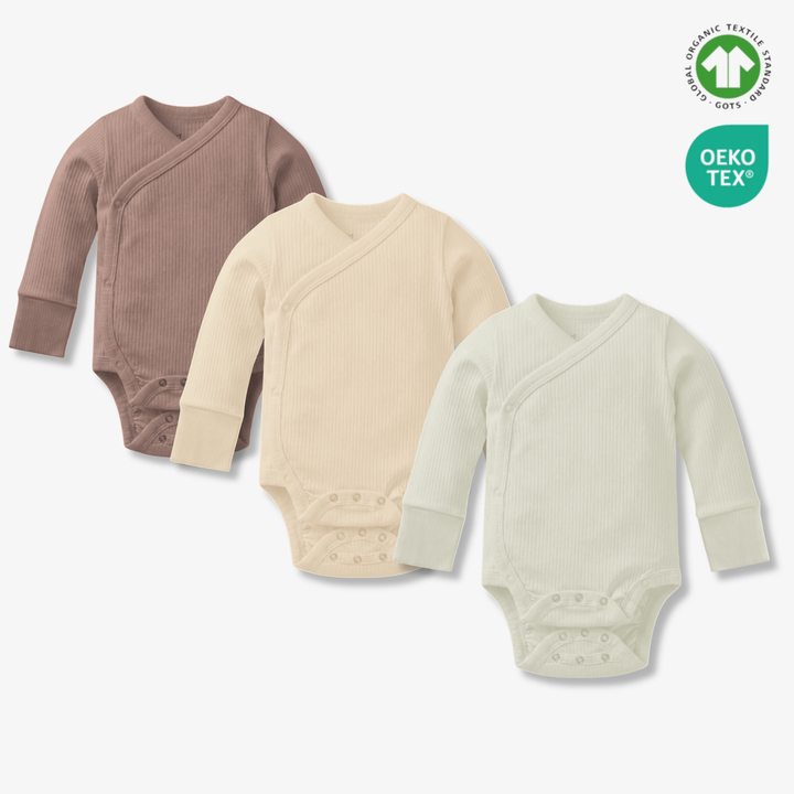 Smettbo mitwachsender Wickelbody - 3er-Pack Natur