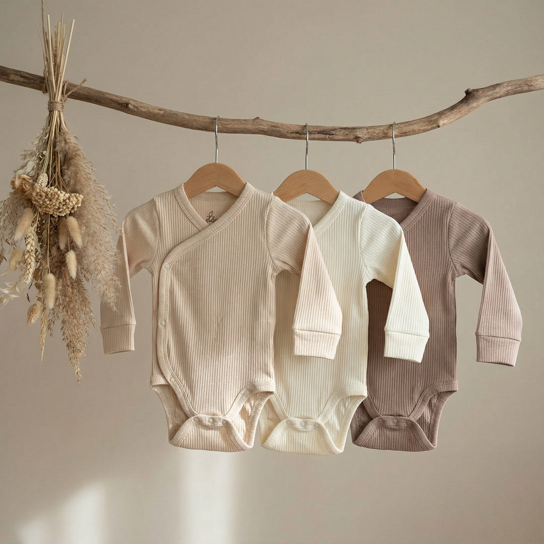 Smettbo mitwachsender Wickelbody - 3er-Pack Natur