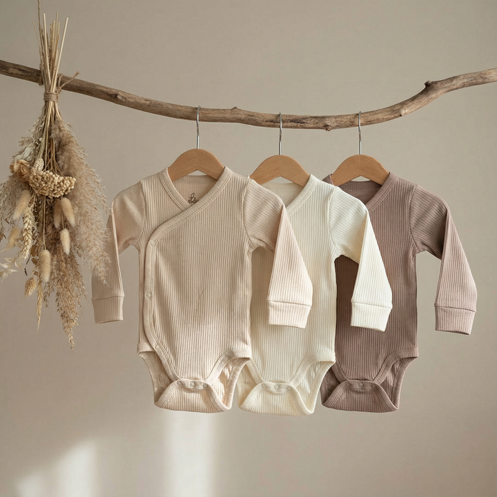 Smettbo mitwachsender Wickelbody - 3er-Pack Natur